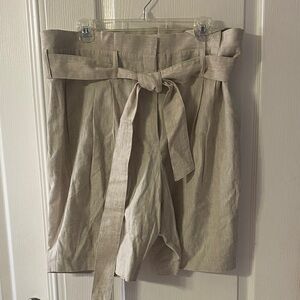 Boden High-Waist Paperbag Tie-Belt Shorts — Beige